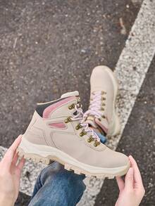 Women's Steel Toe Work Shoes, Sturdy Durable Work Boots, Comfort Sneakers, Puncture Resistant, Suitable For Warehouse, Gardening & Outdoor Work - Beige - View 6