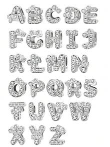 1 pieza Elegante cuentas de plata de ley 925 con 26 letras como encanto para mujeres, apto para pulseras, brazaletes y manualidades de joyería, regalo de aniversario para damas - Letras de arco - Ver 3