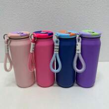 Macaron Stainless Steel  Cup Large Capacity Car Cup Rubber Paint Cola Can 500ML - trắng - Xem 4