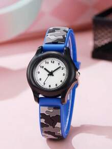 1 pieza Reloj de cuarzo con diseño de moda minimalista y lindo camuflaje, adecuado para adolescentes y estudiantes, excelente para regalos de Halloween, cumpleaños y Acción de Gracias