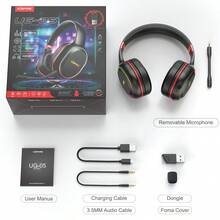 KOFIRE UG-05 Haptic Bass RGB 20ms Low-Latency 30H Battery, Tri-Mode 2.4GHz + Bluetooth + 3.5mm, Detachable ENC Mic 3D Surround, Memory-Foam Earpads, Black, Over-Ear Wireless Gaming Headset, For PC Laptop Tablet Phone, With 2.4GHz Wireless Receiver