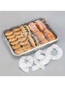 50 pezzi Pellicola di copertura in plastica trasparente monouso di grandi dimensioni, copri polvere, adatta per conservare e organizzare snack, verdure e pane, pellicola di copertura per vassoi del pane, cucina e sala da pranzo, disponibile in 3 misure, decorazione per la casa, conservazione per feste e Natale - Multicolore - Visualizzare 10