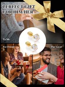1Pair 18K Gold Plated Screw Back Stud Earrings For Women,Tiny Unisex Hypoallergenic Cartilage Earrings,Screw On Double Round Cubic Zirconia Dainty Helix Earrings For Men, Women, Girls ( Gold/Silver/Black Color 2mm/3mm /4mm/5mm/6mm) Valentines And Mardi Gras Earrings