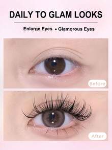 Asiteo 7对装 漫画风 纤细自然 湿润感 嫁接效果 仿貂毛 透明带 Y2K风格 3D蓬松长款 猫眼 自然浓密 睫毛嫁接 化妆工具