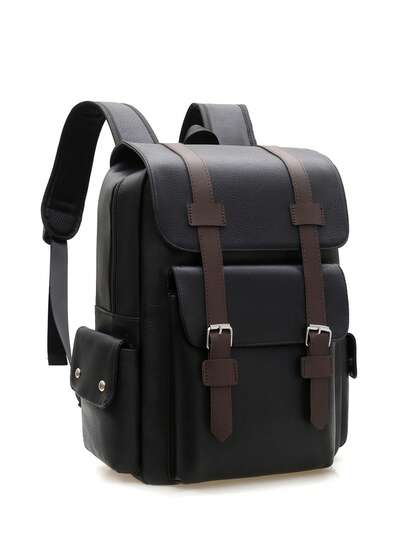 14.7inch Laptop Backpack Large Capacity Rucksack For School Teenagers Boys Men PU Leather Backpacks Male Schoolbag With Zippers High Quality Large Capacity Bag Travel Bags Office Bag Laptop Bag