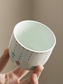 1 pieza Taza de cerámica con diseño de estrella y luna, taza con patrón de farolillo, taza de té rústica hecha a mano, regalo de cumpleaños creativo, vajilla para cafetería y restaurante