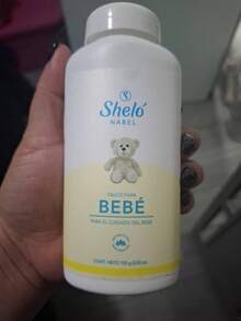 Talco para bebé Shelo polvo suave protector cuidado infantil dermatológico absorbente aroma delicado sin parabenos producto hipoalergénico salud piel bebé presentación original - Blanco - Ver 4