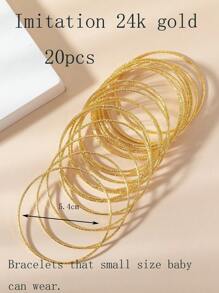 20pcs 3-14Y Girls' Delicate Glitter Bamboo Knot Stacking Bangle Bracelets - one-size - View 25
