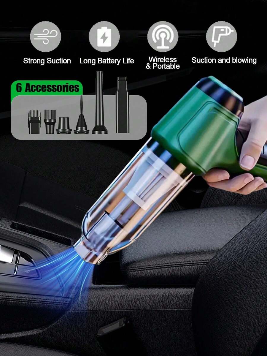 High Suction Handheld Car Vacuum Cleaner - Rechargeable, Portable Cordless Vacuum, Trong Suction Suitable, Home Cleaning Aid, Ideal For Home, Car, Office Cleaning, 2400mAh, Car Accessories - Multicolor - View 1