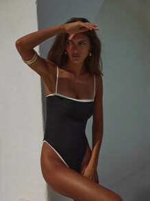 Polovedo 官方纯色性感抹胸连体泳衣（女款）