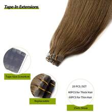 Jessie's Selection 20pcs/Pack 50g Tape In Hair Extensions Skin Weft Remy Silky Straight Seamless Invisible Tape Adhensive Human Hair Extensions For Volume Add Length Luxury Quality Affordable Cost Salon Quality, Perfect For Graduation, Anniversary, And Holiday Hairstyles, Holds Up Well (#6 Ash Brown) - S8 - 查看 5
