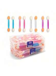 100 Stücke/50 Stücke Schwamm Stäbchen Lidschatten Applikatoren, doppelköpfig, kosmetische weiche Schwamm Lidschatten Mini Makeup Werkzeuge