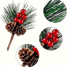 10 pièces/5 pièces/1 pièce Pommes de pin artificielles et baies rouges en combo - parfait pour les décorations de sapin de Noël, la décoration des fêtes et l'artisanat, les cadeaux de Noël, la décoration de la maison, les décorations de Noël, les centres de table, les couronnes de Noël, décoration de pièce aléatoire en couleur et style pour l'hiver