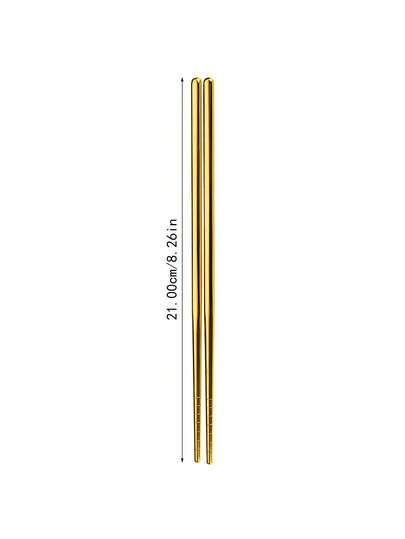 Gaazky 5 Pairs High Quality Stainless Steel Chopsticks - Non-Slip, Reusable Korean And Japanese Style Food Sticks For Sushi, Snacks Etc. - Durable Kitchen Utensil Set