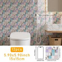 SUPSTICKER 12 miếng dán trang trí nhà cửa bằng chất liệu PVC dày dặn, kiểu dáng hiện đại, họa tiết gạch mosaic giả 2D, tự dính, chống thấm nước, chống dầu, dễ dán, thích hợp cho phòng ngủ, nhà bếp, phòng tắm, mặt bàn đảo bếp, trang trí tường phòng khách. Kích thước: 3.93*3.93/5.9*5.9/7.87*7.87 inch - Nhiều màu - Xem 14