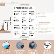 1 Stück Leinwand Poster, Bildungskunst, Interpunktions Poster, Englische Klassenzimmer Dekoration, Sekundarschuldruck, Englisch-Unterricht in der High School, Englische Grammatik Poster, ideales Geschenk für Flur, Wandkunst, Wanddekoration, Herbstdekoration, Zimmerdekoration, ungerahmt - Verschiedenfarbig - Übersicht 15