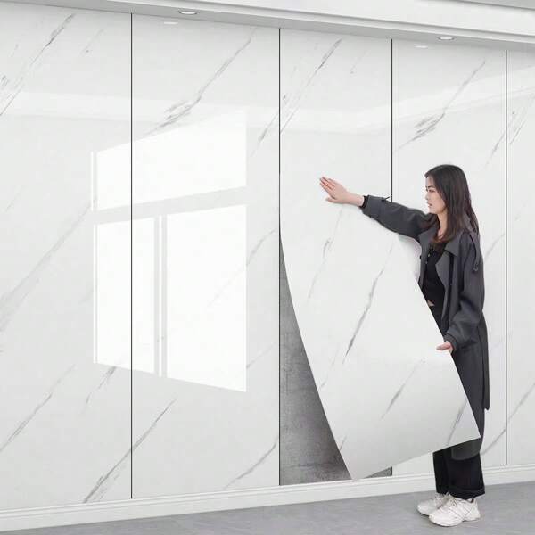 1 Roll Of 3D Self-Adhesive Wallpaper - Marble Tile Effect, Easy To Peel And Stick, Suitable For Floors, Ceilings And Walls, Perfect For Living Room, Kitchen Backsplash And Bathroom Decoration, 60cm X 3m, Bathroom Wall Decoration,Waterproof, Anti Fouling, Easy To Clean