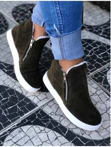 Boots With Plush Fur Zipper Comfortable Sneakers Easy To Put On Booties Winter - 咖啡棕 - 查看 2