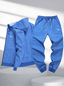 2 pezzi Set Tuta Casual da Uomo - Giacca cochiusura lampoip e Pantaloni con Coulisse in Vita, Adatto per Uso Casual Quotidiano, Vacanza, Campeggio, Ottimo Regalo per Marito o Fidanzato, Abbigliamento Autunnale