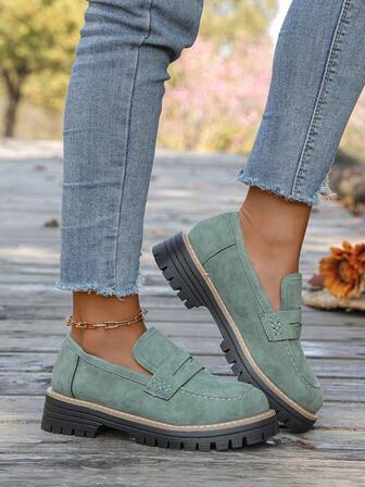 Women's Popular New Loafers, Autumn/Winter New British Slip-On Casual Shoes, Retro Flat Non-Slip Comfortable Driving Shoes, Comfortable Lining Breathable Baseball Shoes For Outdoor Travel, Casual Wear. Please Order According To Actual Foot Length On The Details Page As The Sizes Run Small.