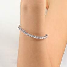 MDFUN 5.0毫米男女通用网球手链，18K白金/黄金镀层，5毫米圆形立方氧化锆经典网球手链 - 白色 - 查看 3