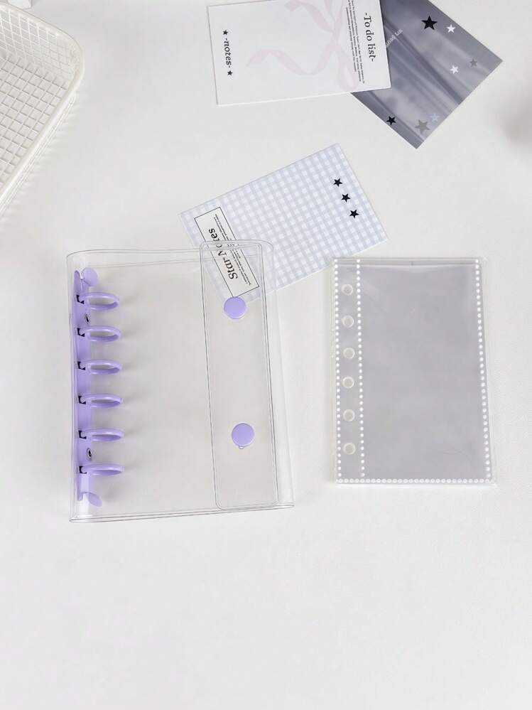 Joivida A7サイズ 透明ポータブルファイルフォルダー ダブルスナップ式、写真の保管に最適、フォトアルバムとしても使用可能、文房具、ノート、ステッカーブック、オフィス用品、学校用品、新学期に - マルチカラー - 見る 7