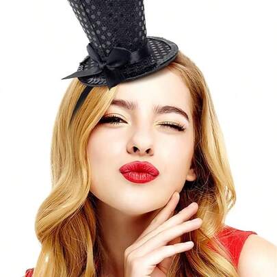 1 Stück Mini Zylinder Haarband mit Pailletten, Teegesellschaft Kopfschmuck Fascinator, 1920er Jahre Gatsby Party Kostüm Accessoire für Frauen, zufälliger Stil (A/B/C), Herbst, Rave, Halloween Accessoires, Braut, Geschenke, Hochzeit