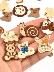 10pcs 2-3cm Assorted Colorful Mini Bear, Rabbit, Snail & Other Random Pattern Decorative Fabric Patches, No Adhesive, DIY Sewing Accessories For Clothing, Hats, Scarves - Multicolor - View 6