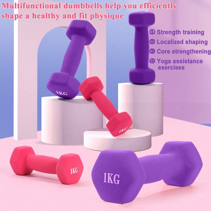 2 件 1/2KG 哑铃 + 1 件阻力带,家庭健身套装初学者纤细手臂肩部训练便携式塑形锻炼器材。 - 彩色 - 查看 1