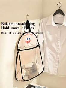 1pc Hanging Mesh Storage Bag, Polyester Breathable Washable Laundry Organizer Bag, Wall-Mounted Underwear & Socks Sorting Bag, Bathroom Storage Bag, Dorm Essential Clothing Organizer Bag, School Hanging Wardrobe Storage Bag, Bathroom Small Tool, Bedroom Home Kitchen Storage Bag - Multicolor - View 9