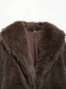 HH Damen einfarbige Kunstpelz Jacken mit langen Ärmeln für Wärme im Winter, Mantel für Frauen, Mode Umlegekragen, locker, Lässig Oberbekleidung