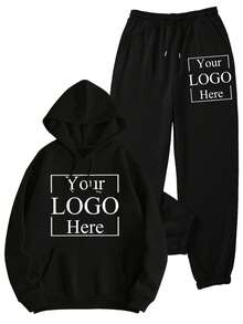 Add Your Own Photos To Customize Hoodies And Sweatpants, Create Custom Fall/Winter Fleece Suits, Original Custom Designs, Pockets And Drawstrings, Custom Fall/Winter Warm And Thick Hoodies, Design Personalized Prints As Gifts For Girlfriends, Family, Or Yourself, And Also For Anniversaries, Birthdays, Holidays And Other Occasions. Black - Black - View 2