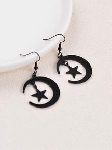 1 Đôi bông tai mặt dây chuyền hình trăng lưỡi liềm rỗng màu đen kiểu Gothic, bông tai Halloween, bông tai trăng lưỡi liềm thanh lịch, trang sức Gothic, unisex - màu đen - Xem 14