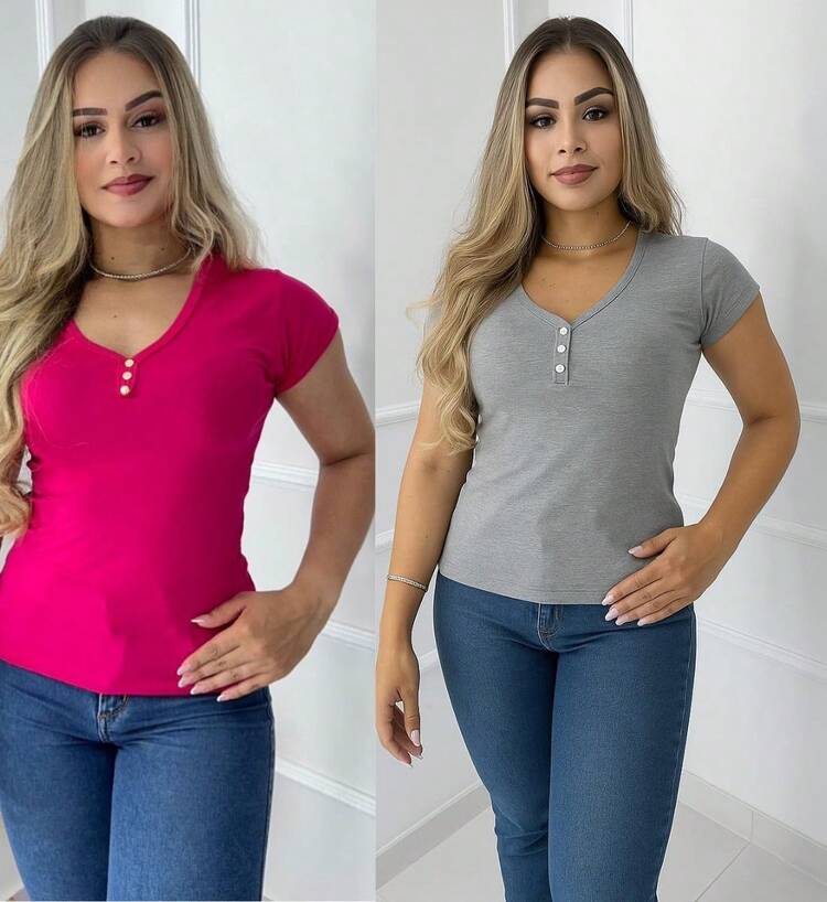 Women's Blouse 2-Piece Kit - Gris/ROSA - Añade 1