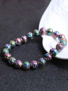 Vòng tay đá tự nhiên thủ công mang lại may mắn, phong cách Bohemian, phù hợp để đeo hàng ngày và dự tiệc, quà tặng tuyệt vời cho Giáng sinh, Ngày nhà giáo, Ngày của mẹ, Ngày của cha, vòng tay dễ thương | Hạt sống động | vòng tay đá tự nhiên, vòng tay dễ thương - Đầy màu sắc - Xem 3