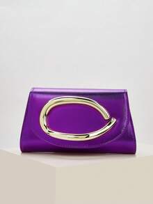 闪亮、耀眼、奢华、迷人、优雅、精致的大号女士手拿包、晚宴包、派对手提包，配有可拆卸链条肩带，适合婚礼、派对、舞会等场合，采用天鹅绒材质，时尚优雅，适合女孩、女士、大学生、年轻职业人士和上班族。 - 紫色 - 查看 2