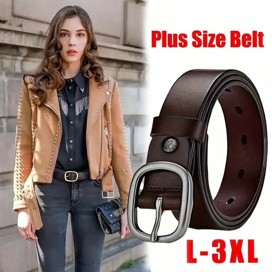 1pc Plus Size Women's Coffee Color High-Quality Buckle Minimalist Versatile Waist Belt, Suitable For Shorts, Skirts, Daily Wear, University, Commute, Formal Occasions, S-3XL, Great Gift For Valentine's Day