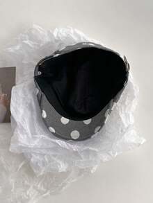 1pc Retro Polka Dot Newsboy Cap For Women, Versatile Wide Brim Beret Hat With Small Head Circumference, Fashionable Reversible Duck Bill Cap, Artistic Painter Hat, Spring/Autumn