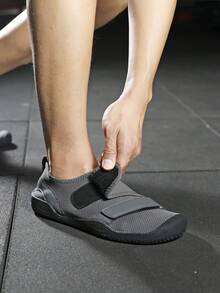 1 Pair Women's Weightlifting Shoes With Hook And Loop, Solid Color Woven Fabric Low-Top, Suitable For Indoor Fitness, Gym Workout, Squats, Deadlifts, Cross Training, Running