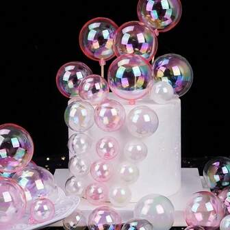 10pcs/30pcs 3cm/4cm/5cm Transparent Colorful Cake Ball Decoration Set Suitable For Birthday Wedding Party Cake Plugin Accessories