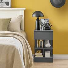 SoBuy FBT49-N, Bedside Table Night Stand Side Table End Table Coffee Table With 1 Drawer And 2 Shelves, Natural - Grey - View 4