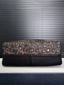 Y2K Fashion Personalized Women's Handbag, Street Punk Leopard Print Shoulder Bag, Multi-Pocket Design, Detachable Strap - Black - View 10