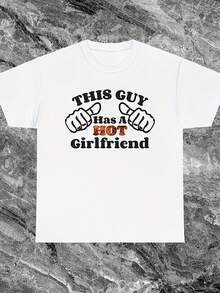 This Guy Has A Hot Girlfriend Shirt Funny Annrsary Gifts I Love My Girlfriend Gifts For Boyfriend Shirt Vaines Day Shirt Funny Shirt - Blanco - Ver 1