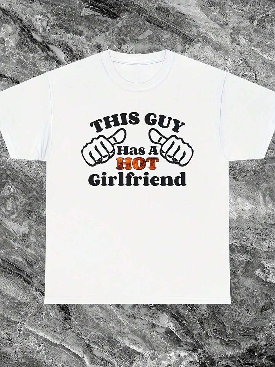 This Guy Has A Hot Girlfriend Shirt Funny Annrsary Gifts I Love My Girlfriend Gifts For Boyfriend Shirt Vaines Day Shirt Funny Shirt - Blanco - Ver 1