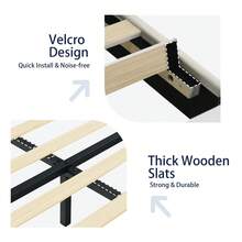 Upholstered Bed Frame With Headboard, Linen Fabric Bed Frame With Button Tufted Headboard, No Box Spring Needed, Easy Assembly, Twin/ Full/ Queen/ King, Beige/ Pink/ Dark Grey/ Grey/ Blue/ Cream/ Black - 奶油 - 查看 5