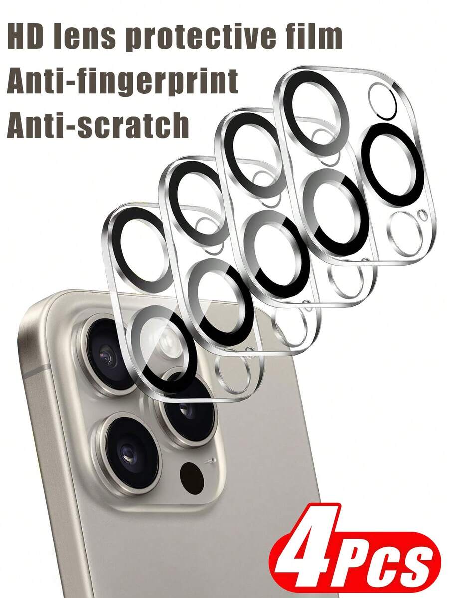 4pcs Camera Lens Protector, Compatible With IPhone 16 Pro/16 Pro Max/16/16 Plus/15 Pro Max/15 Pro/15/15 Plus/14/13/12/11, 9H Tempered Glass Screen Protector, Anti-Scratch, Ultra-Clear, Suitable For Various Phone Cases, Suitable For Daily, Office And Home Use, Water-Resistant, Shock-Proof, Anti-Scratch.