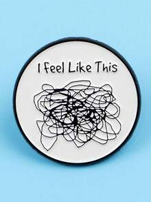 1pc Creative Brain Thought Metal Brooch Pin, Cartoon English Letter Badge Decoration, Perfect Gift Jewelry Costume Accessories Bag Charms Office Accessories