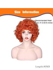 FantaLook 卷曲橙红色角色扮演假发，带项链、耳环和太阳镜，适合女士万圣节服装 - 橘色 - 查看 4