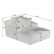 LUCKHAO 49" Chaise Lounge Indoor, Oversized Chaise Lounge Chair With 3 Comfy Pillows For Living Room Bedroom, Wide Arms Corduroy Fabric High-Density Foam No Assembly Required - 米色 - 查看 6