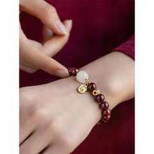 1Pc Red  Nafu  Chinese Style'Na Fu 'Pendant Beaded Bracelet, Lucky Couple And Festival Gifts - Đỏ - Xem 3